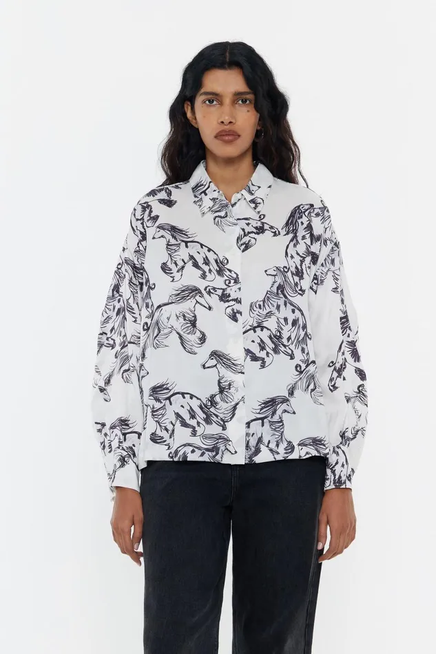 Gray Greyhound Boxy Shirt Galgo Big Grey Women Bimba Y Lola Shirts