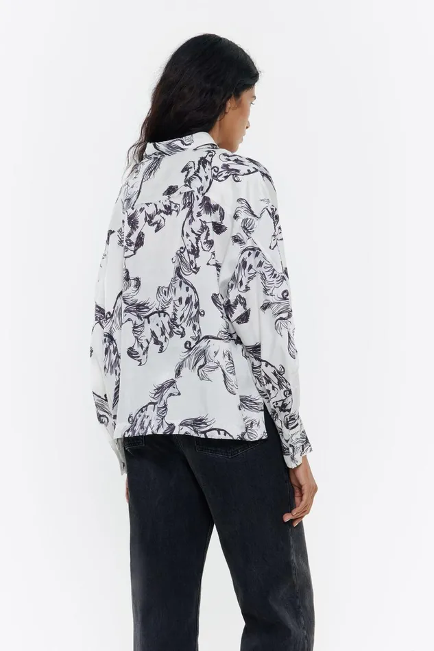 Gray Greyhound Boxy Shirt Galgo Big Grey Women Bimba Y Lola Shirts