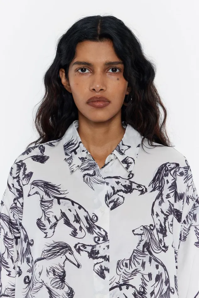Gray Greyhound Boxy Shirt Galgo Big Grey Women Bimba Y Lola Shirts