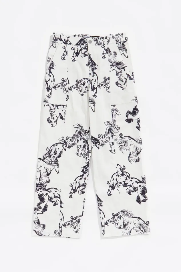 Gray Greyhound Corduroy Trousers Galgo Big Grey Women Bimba Y Lola Total Look