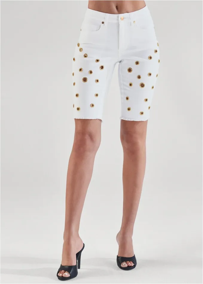 GROMMET DETAIL SHORTS White Denim Women VENUS Shorts