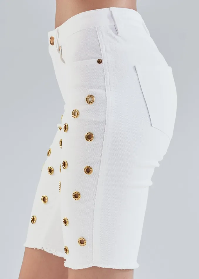 GROMMET DETAIL SHORTS White Denim Women VENUS Shorts