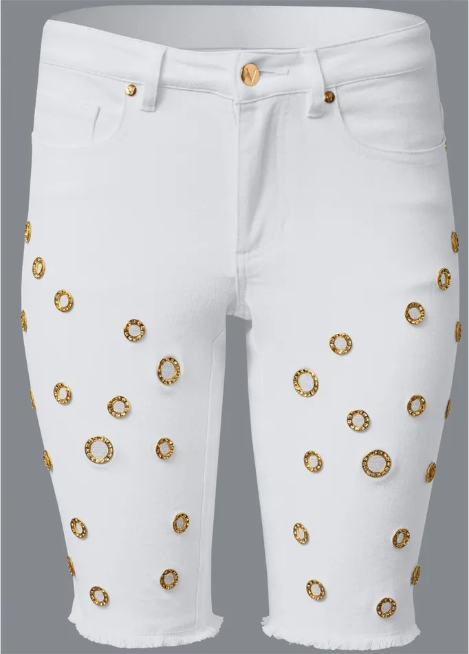 GROMMET DETAIL SHORTS White Denim Women VENUS Shorts