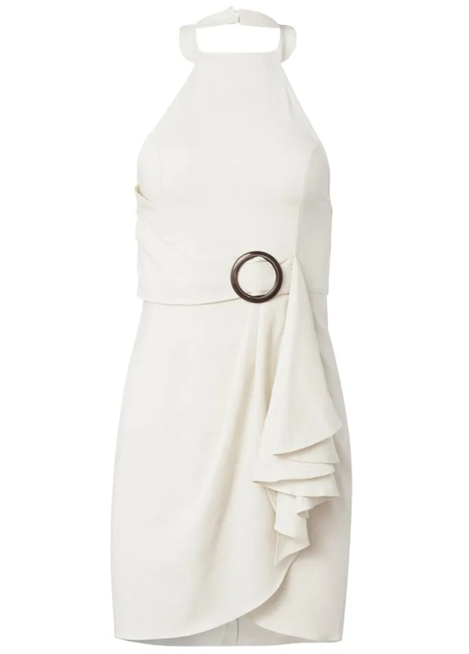 HALTER NECK LINEN DRESS Beige Women VENUS Sundresses