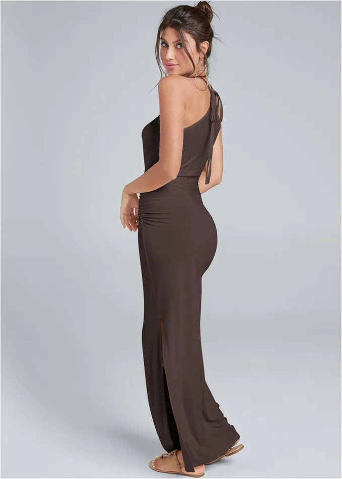 HALTER NECK MAXI DRESS Brown Women VENUS Sundresses