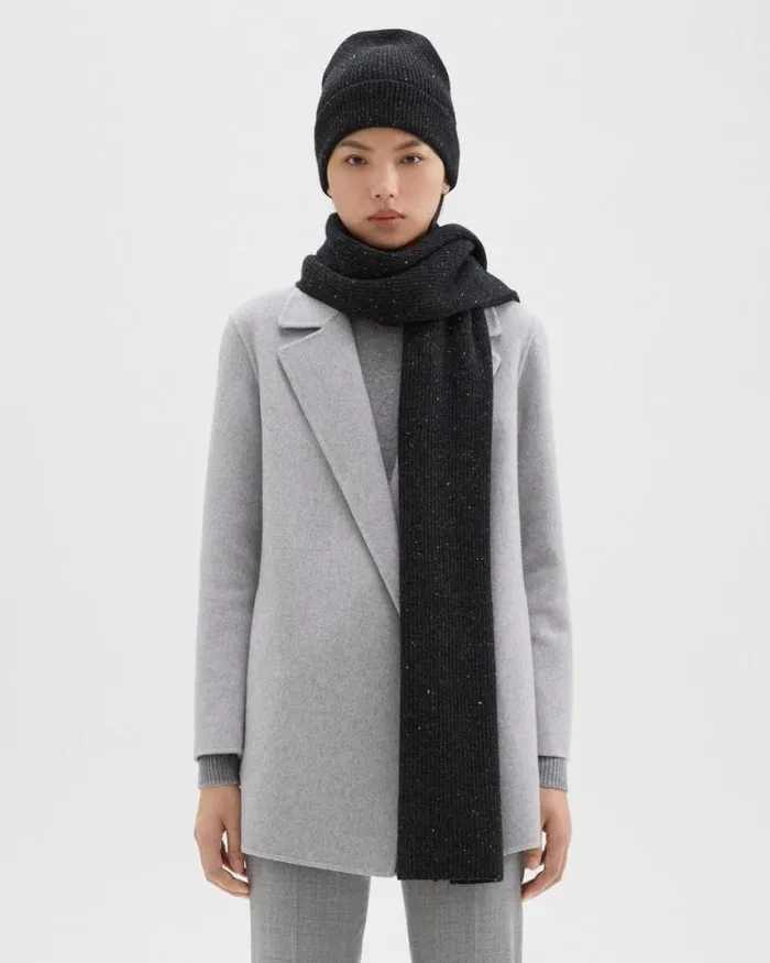 Hats Gloves Scarves Women Theory Scarf In Donegal WoolCashmere Charcoal Multi Hats Gloves Scarves Women Theory Scarf In Donegal WoolCashmere Charcoal Multi
