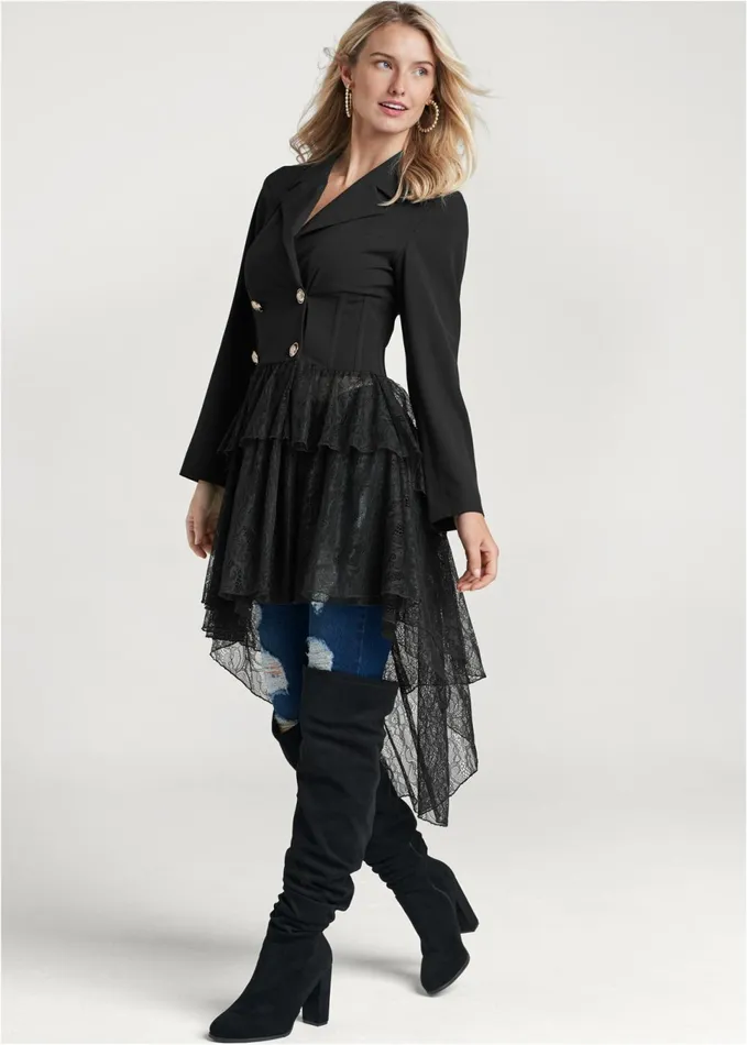 HighLow Lace Train Jacket Black Women VENUS Jackets