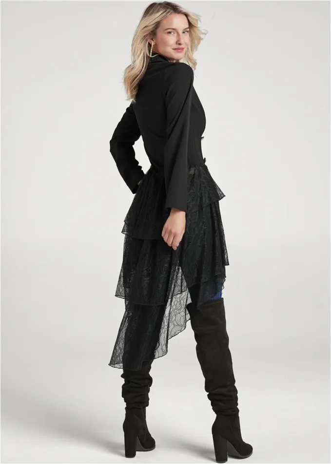 HighLow Lace Train Jacket Black Women VENUS Jackets