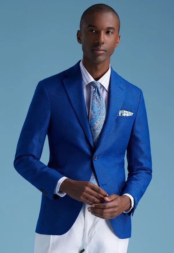 Hopsack Summer Jacket Royal Blue Mens Blazers and Jackets Paulstuart