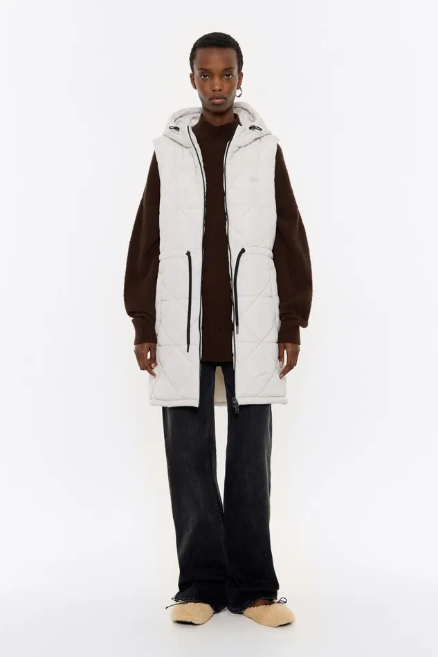 Ivory Padded Midi Vest Ivory Women Bimba Y Lola Puffer Jackets