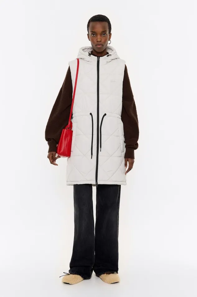 Ivory Padded Midi Vest Ivory Women Bimba Y Lola Puffer Jackets Ivory Padded Midi Vest Ivory Women Bimba Y Lola Puffer Jackets
