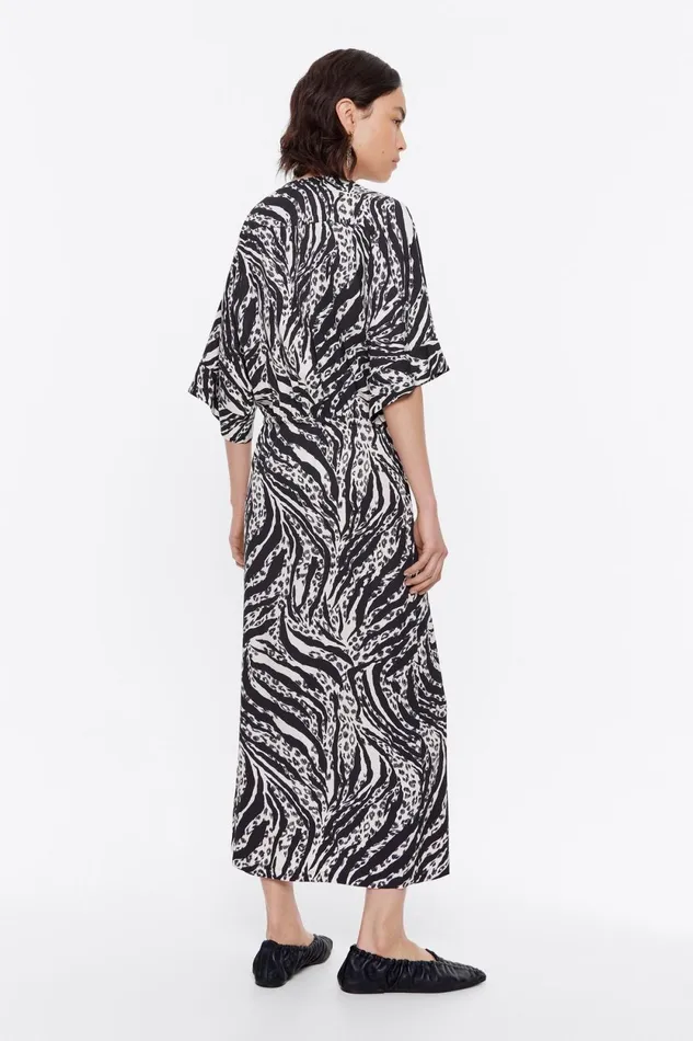 Ivory Zebra Tiefront Dress Zebra Ivory Women Bimba Y Lola Dresses And Jumpsuits Ivory Zebra Tiefront Dress Zebra Ivory Women Bimba Y Lola Dresses And Jumpsuits