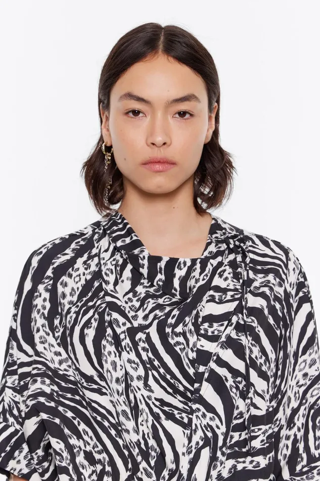 Ivory Zebra Tiefront Dress Zebra Ivory Women Bimba Y Lola Dresses And Jumpsuits Ivory Zebra Tiefront Dress Zebra Ivory Women Bimba Y Lola Dresses And Jumpsuits