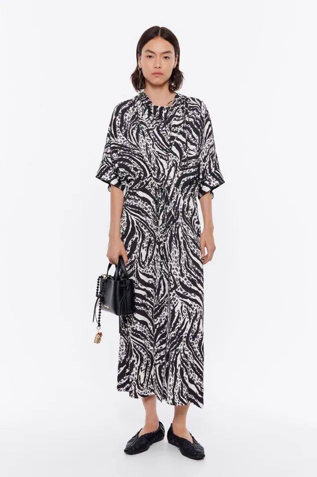 Ivory Zebra Tiefront Dress Zebra Ivory Women Bimba Y Lola Dresses And Jumpsuits Ivory Zebra Tiefront Dress Zebra Ivory Women Bimba Y Lola Dresses And Jumpsuits