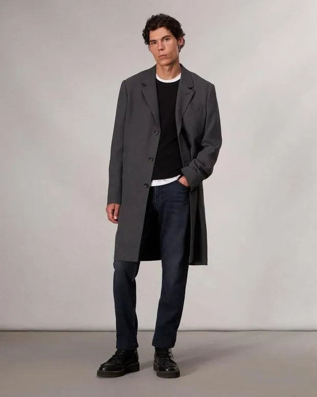 Jackets and Coats Men Rag and Bone Lance WoolLinen Topcoat Heather Grey