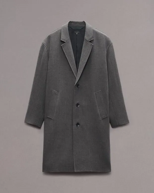 Jackets and Coats Men Rag and Bone Lance WoolLinen Topcoat Heather Grey