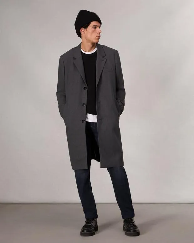 Jackets and Coats Men Rag and Bone Lance WoolLinen Topcoat Heather Grey