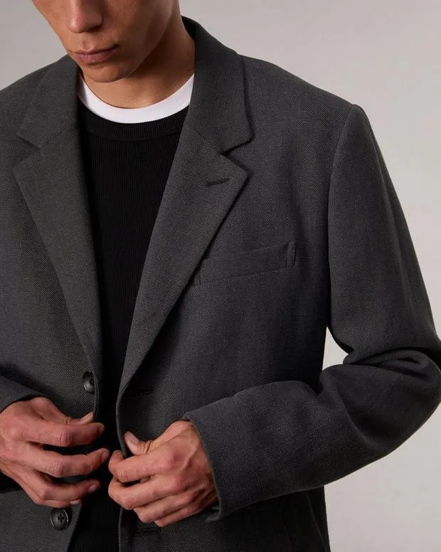Jackets and Coats Men Rag and Bone Lance WoolLinen Topcoat Heather Grey