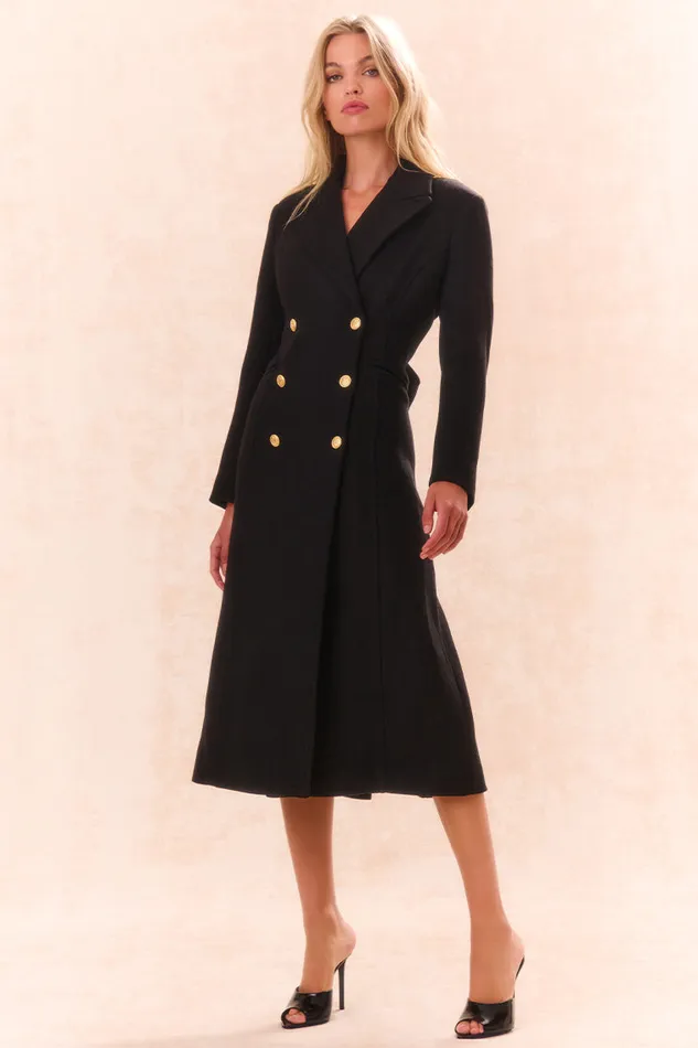 Jackets and Coats Women LoveShackFancy Angeli Wool Military Coat Black