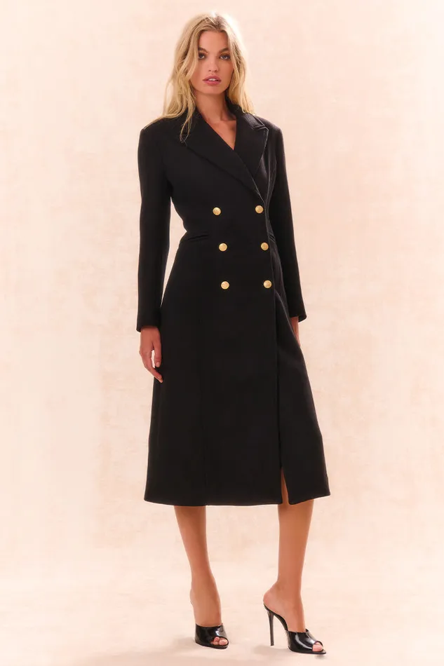 Jackets and Coats Women LoveShackFancy Angeli Wool Military Coat Black