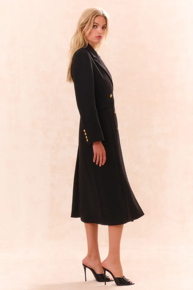 Jackets and Coats Women LoveShackFancy Angeli Wool Military Coat Black