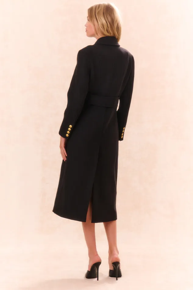 Jackets and Coats Women LoveShackFancy Angeli Wool Military Coat Black