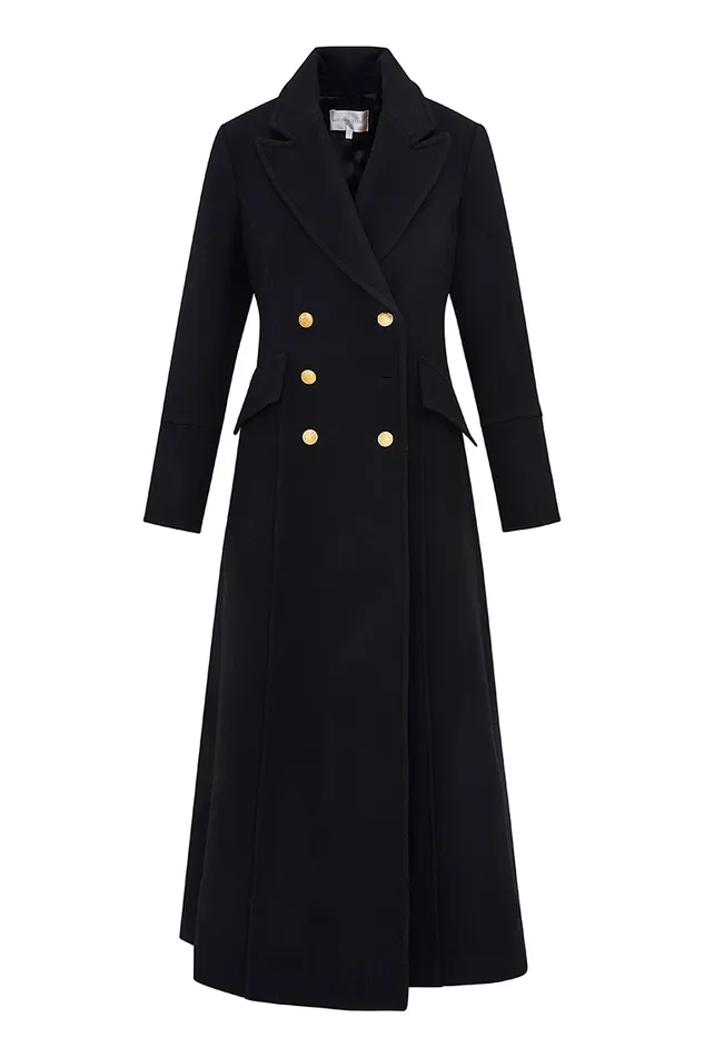 Jackets and Coats Women LoveShackFancy Angeli Wool Military Coat Black