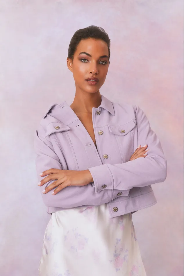 Jackets and Coats Women LoveShackFancy Seattle Leather Pastel Jacket Lilac