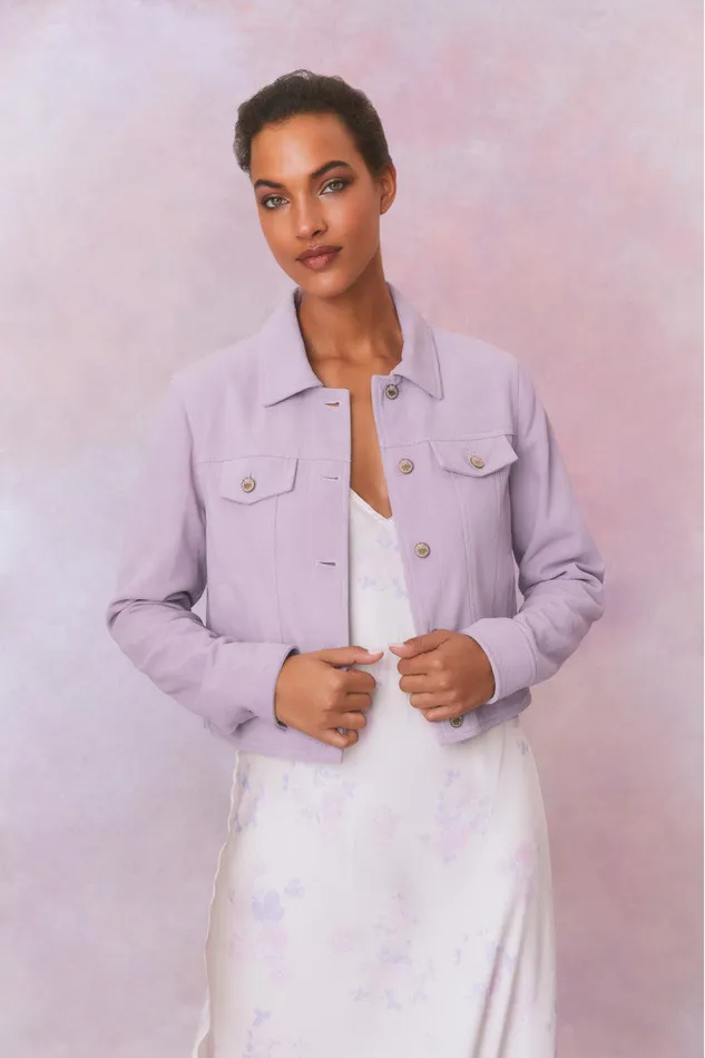 Jackets and Coats Women LoveShackFancy Seattle Leather Pastel Jacket Lilac