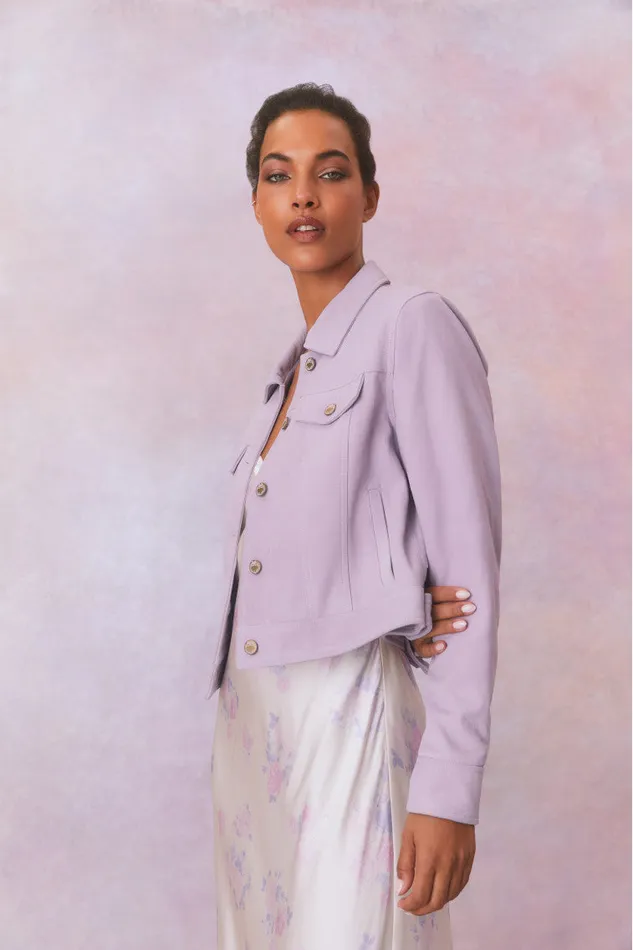 Jackets and Coats Women LoveShackFancy Seattle Leather Pastel Jacket Lilac