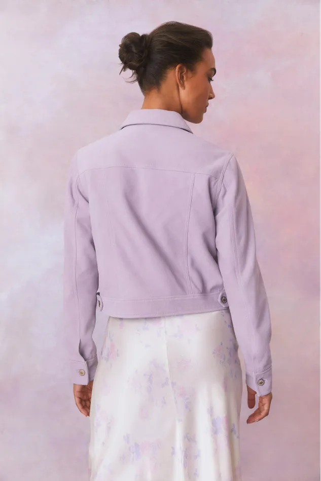 Jackets and Coats Women LoveShackFancy Seattle Leather Pastel Jacket Lilac