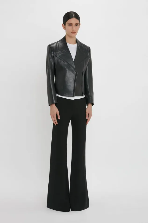 Jackets and Coats Women Victoria Beckham Tailored Leather Biker Jacket In Black