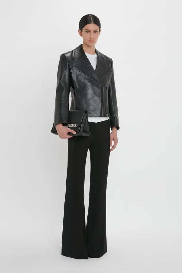 Jackets and Coats Women Victoria Beckham Tailored Leather Biker Jacket In Black
