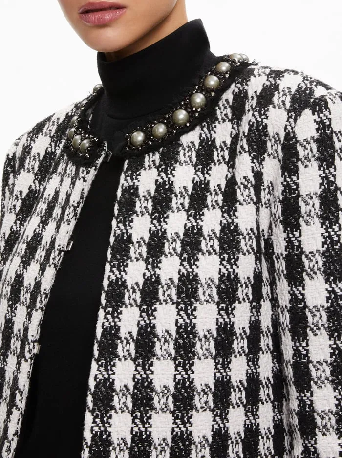 Jackets Coats Women Alice Olivia Deon TwoFer Tweed Jacket Blackwhite