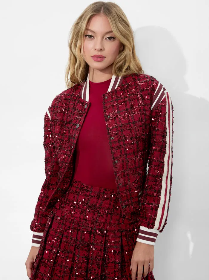 Jackets Coats Women Alice Olivia Keri Varsity Jacket Garnet