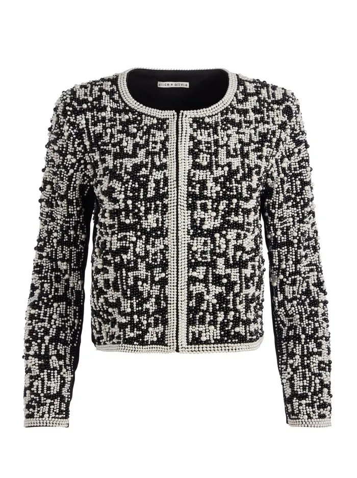 Jackets Coats Women Alice Olivia Kidman Jacket Blackwhite