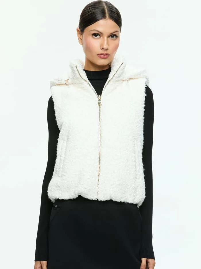 Jackets Coats Women Alice Olivia Robena Teddy Puffer Vest Off White