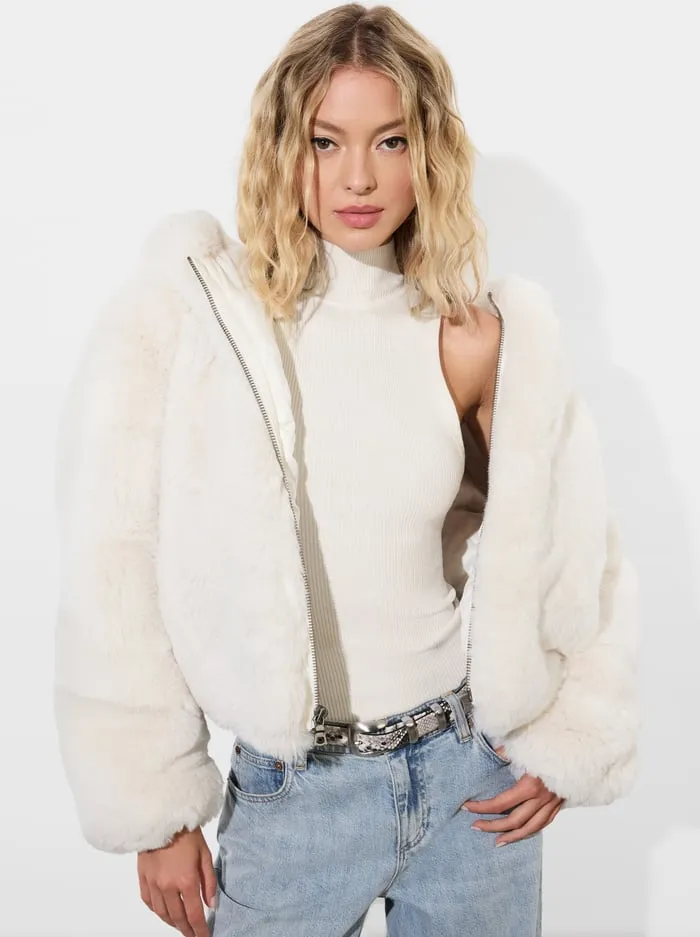 Jackets Coats Women Alice Olivia Rowe Faux Fur Bomber Off White