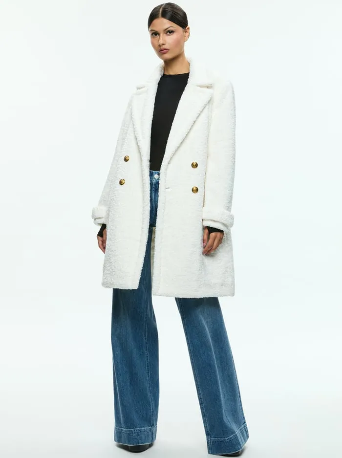 Jackets Coats Women Alice Olivia Townes Teddy Peacoat Off White