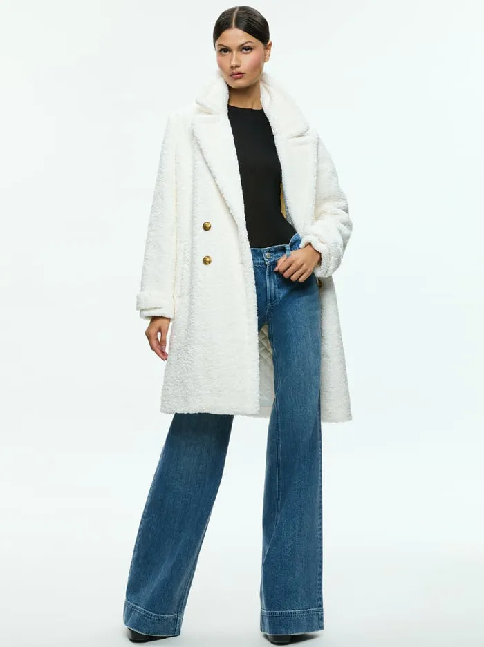 Jackets Coats Women Alice Olivia Townes Teddy Peacoat Off White