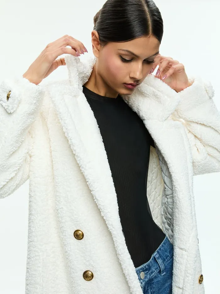 Jackets Coats Women Alice Olivia Townes Teddy Peacoat Off White