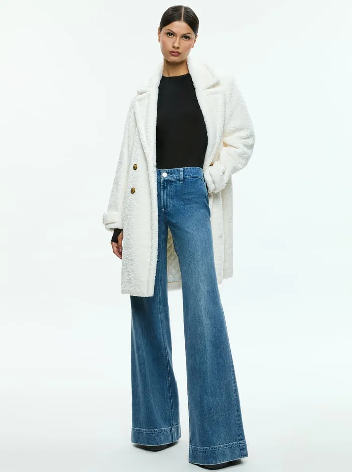 Jackets Coats Women Alice Olivia Townes Teddy Peacoat Off White