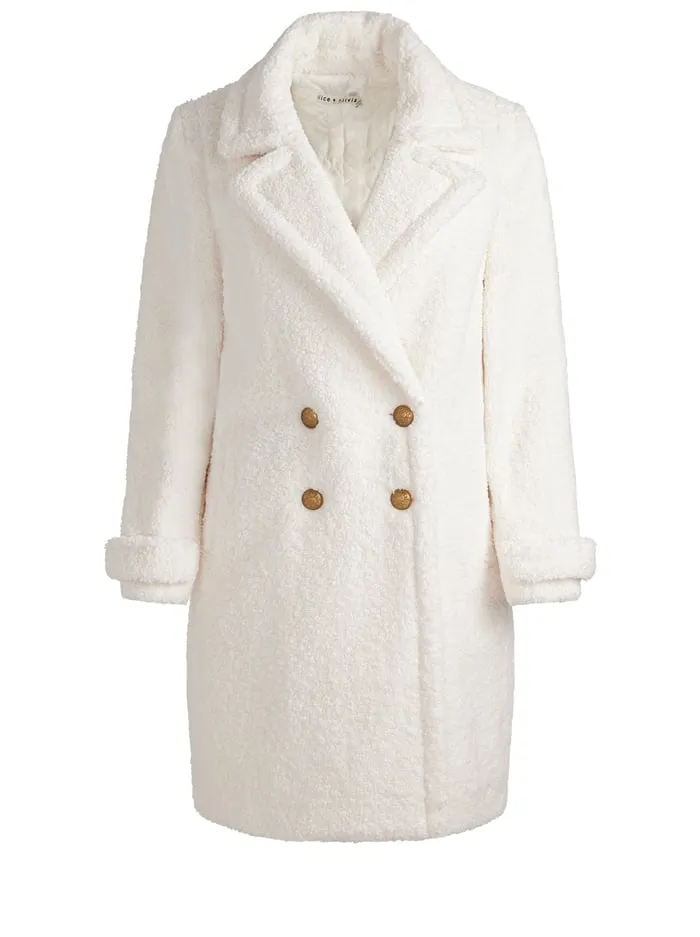 Jackets Coats Women Alice Olivia Townes Teddy Peacoat Off White