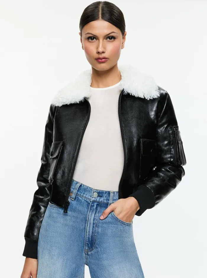 Jackets Coats Women Alice Olivia Willard Vegan Bomber Black