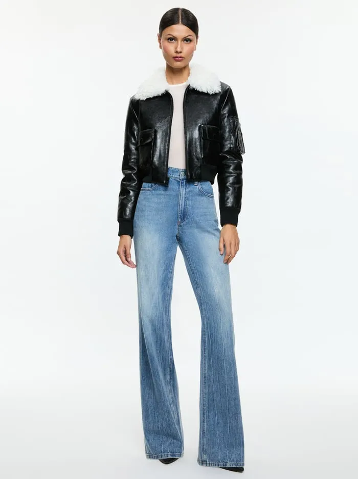 Jackets Coats Women Alice Olivia Willard Vegan Bomber Black