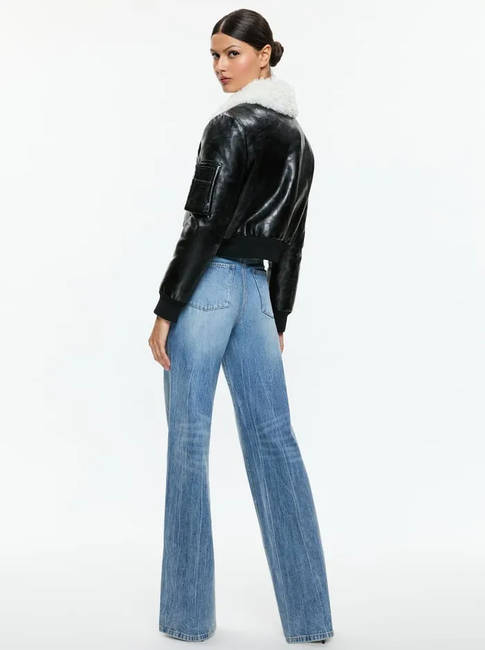 Jackets Coats Women Alice Olivia Willard Vegan Bomber Black