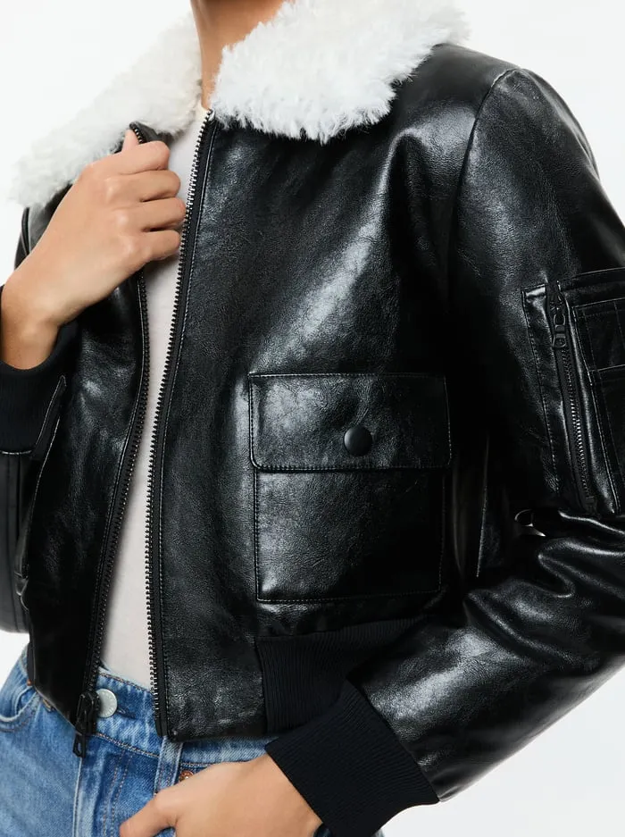 Jackets Coats Women Alice Olivia Willard Vegan Bomber Black