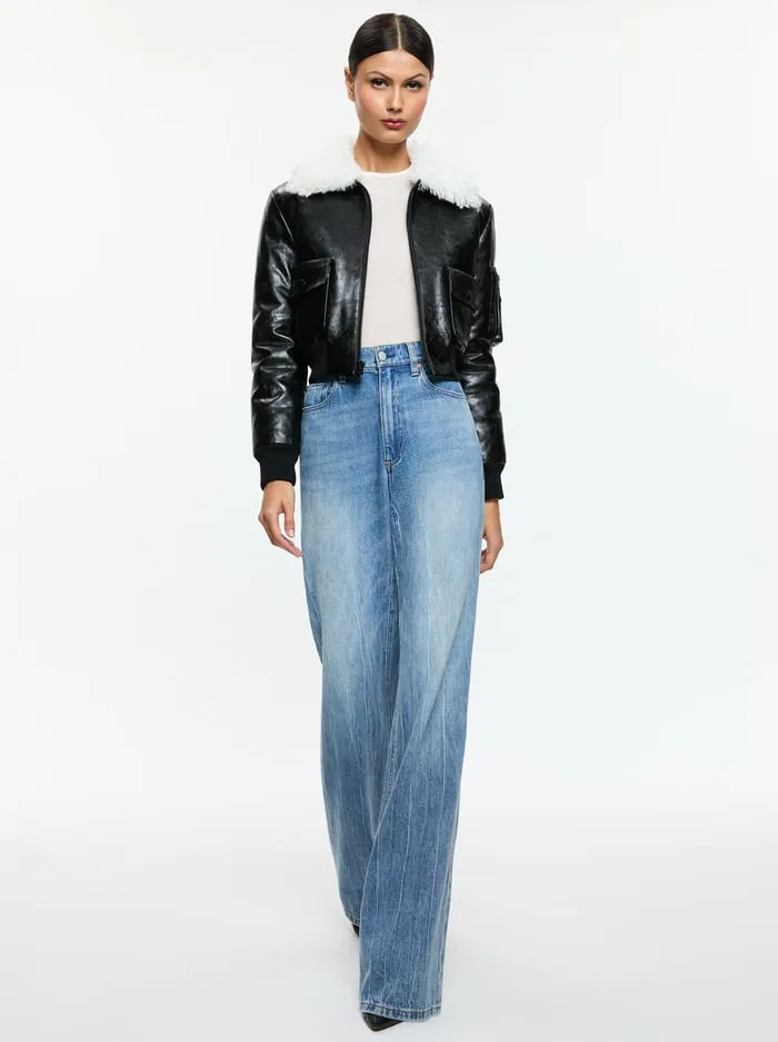 Jackets Coats Women Alice Olivia Willard Vegan Bomber Black