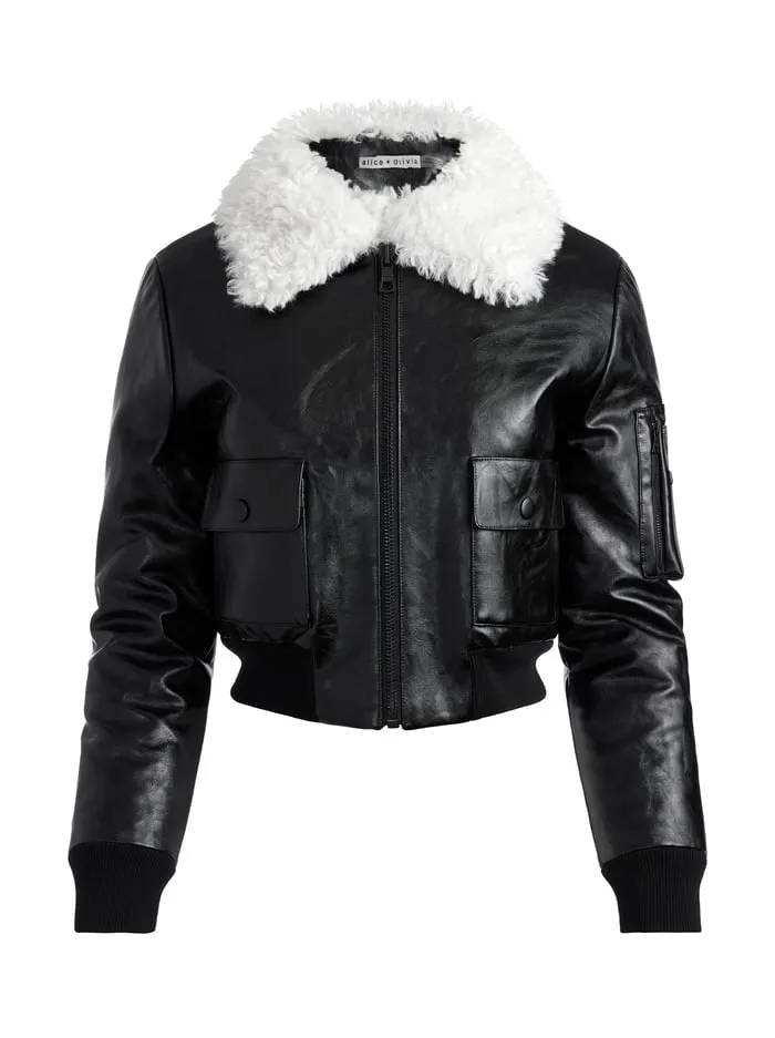 Jackets Coats Women Alice Olivia Willard Vegan Bomber Black