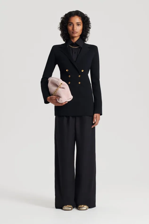 Jackets Women Scanlan Theodore CREPE KNIT GOLD BUTTON JACKET Black